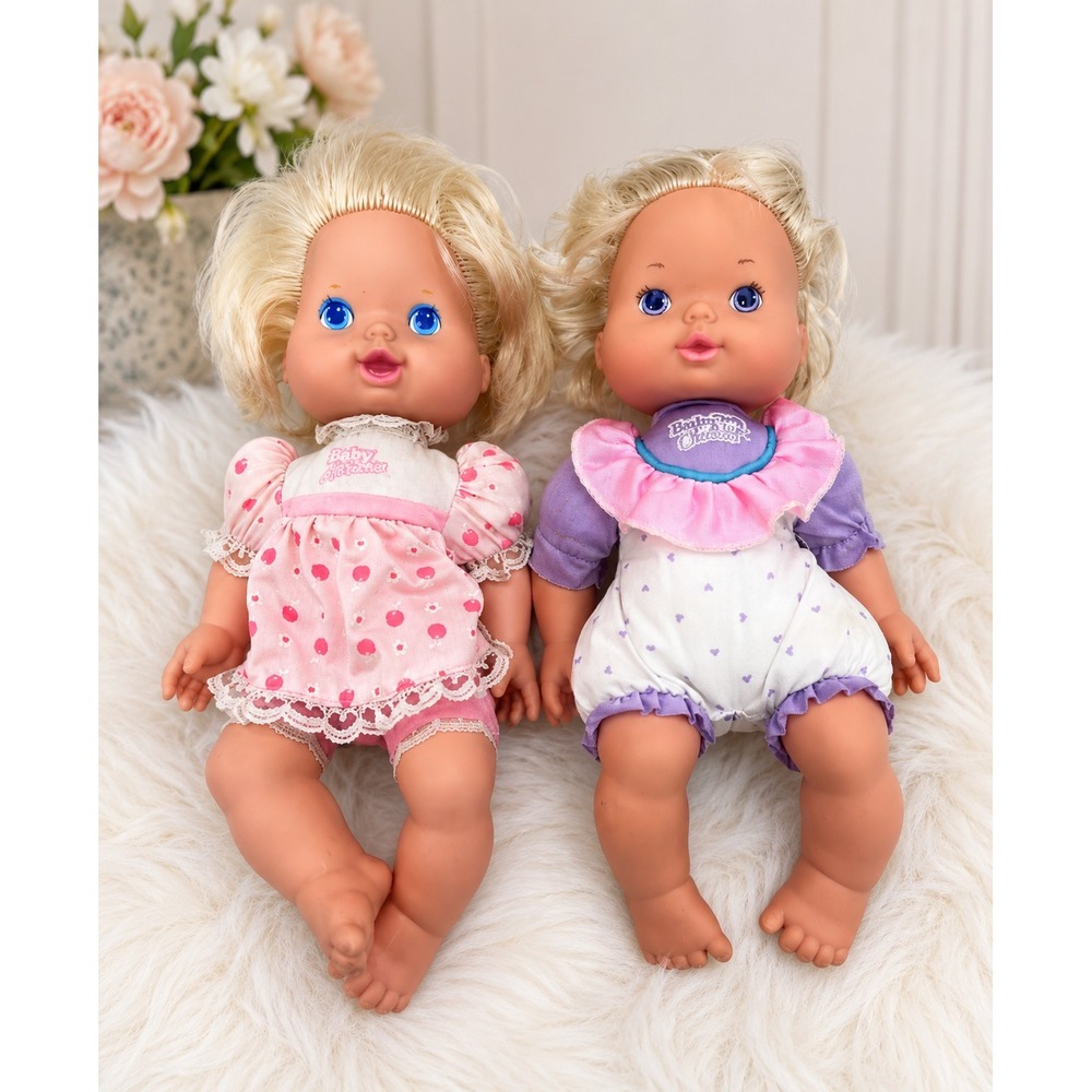 Vintage Kenner Baby Check Up & Baby All Gone Dolls Lot 14" 1991 1993 Interactive